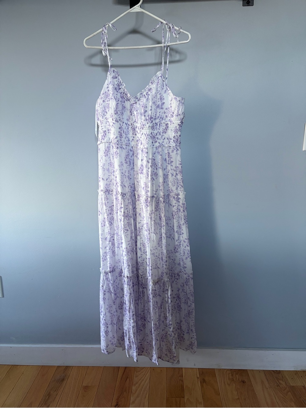 Altar'd State Lavender Floral Tie-Shoulder Maxi Dress
